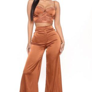 Copper Crop Top Pant Set